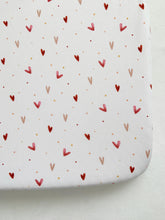 Load image into Gallery viewer, NEXT TO ME CRIB SHEET - LOVE HEARTS