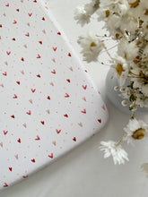 Load image into Gallery viewer, NEXT TO ME CRIB SHEET - LOVE HEARTS